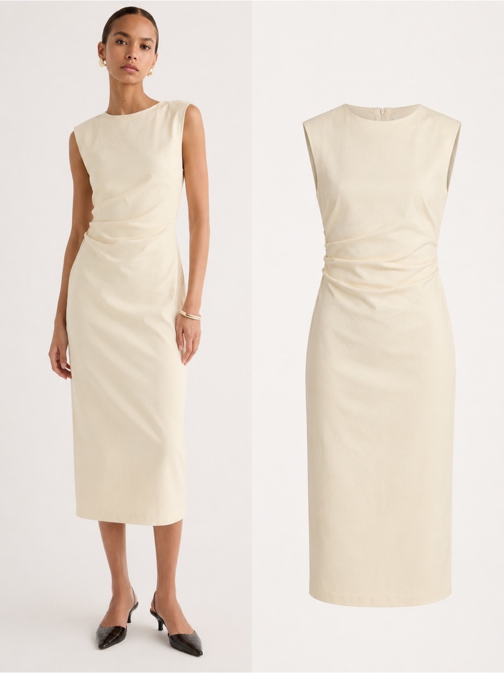 Modern Citizen | Inari Cotton Twill Boat-Neck Dress | Cream | XL